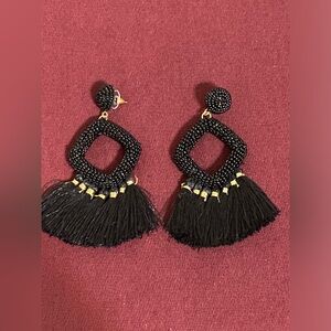 NWOT Black Beaded Dangle Earrings